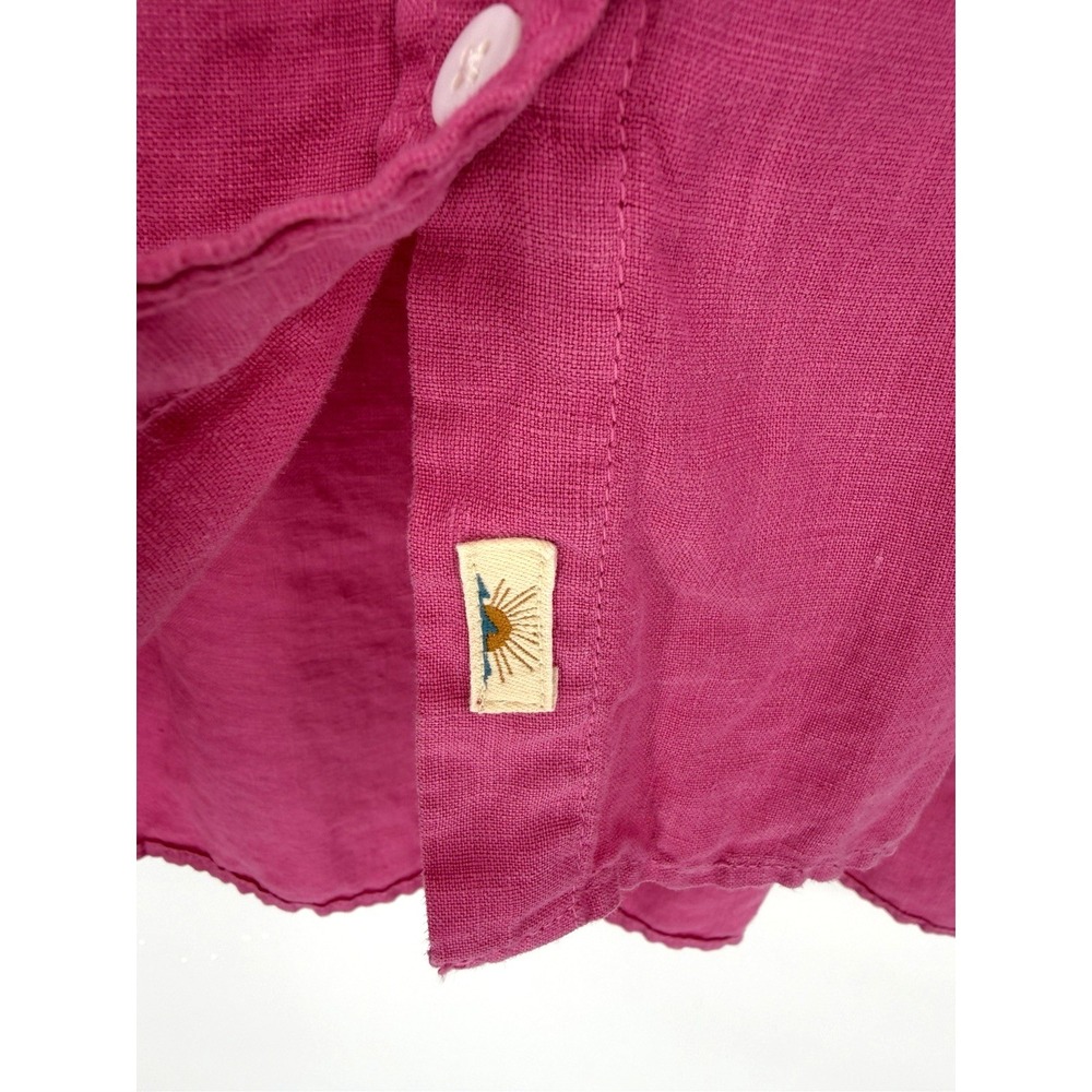 Faherty Laguna 100% Linen Long Sleeve Relaxed Button-Up Shirt Pink Women's Small - Picture 2 of 11